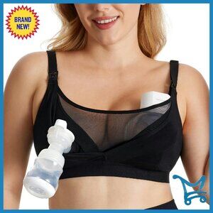 Hands Free Pumping Nursing Bra Mesh Support 36C-44G Plus Size